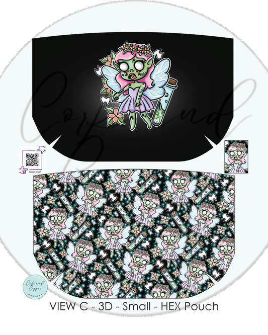 HEX Pouch View C 3D - Cut and Sew - Small - Smooth Finish - Poison Fairy at Cork and Copper Designs