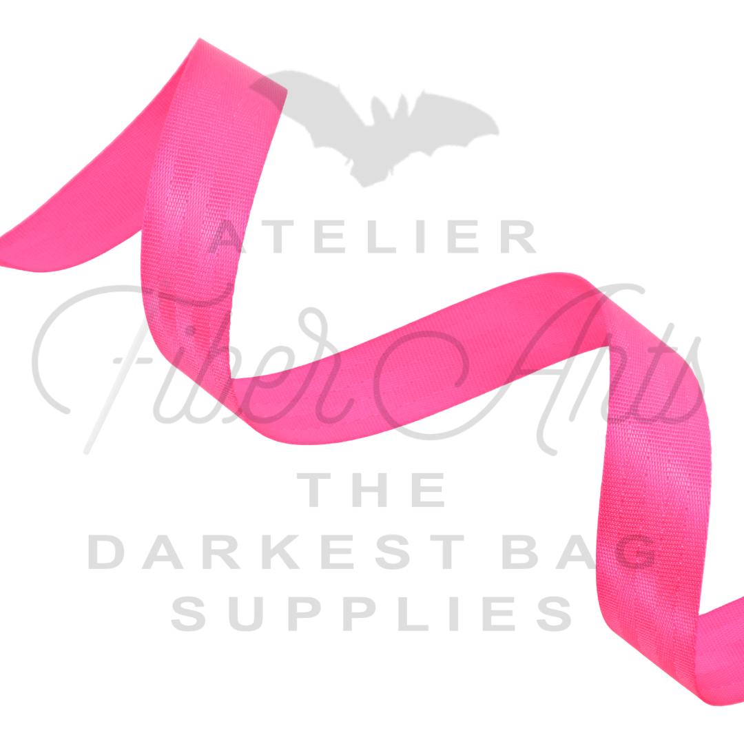 Webbing - Solid Hot Pink - 25mm (1in) sold by the meter at Atelier Fiber Arts