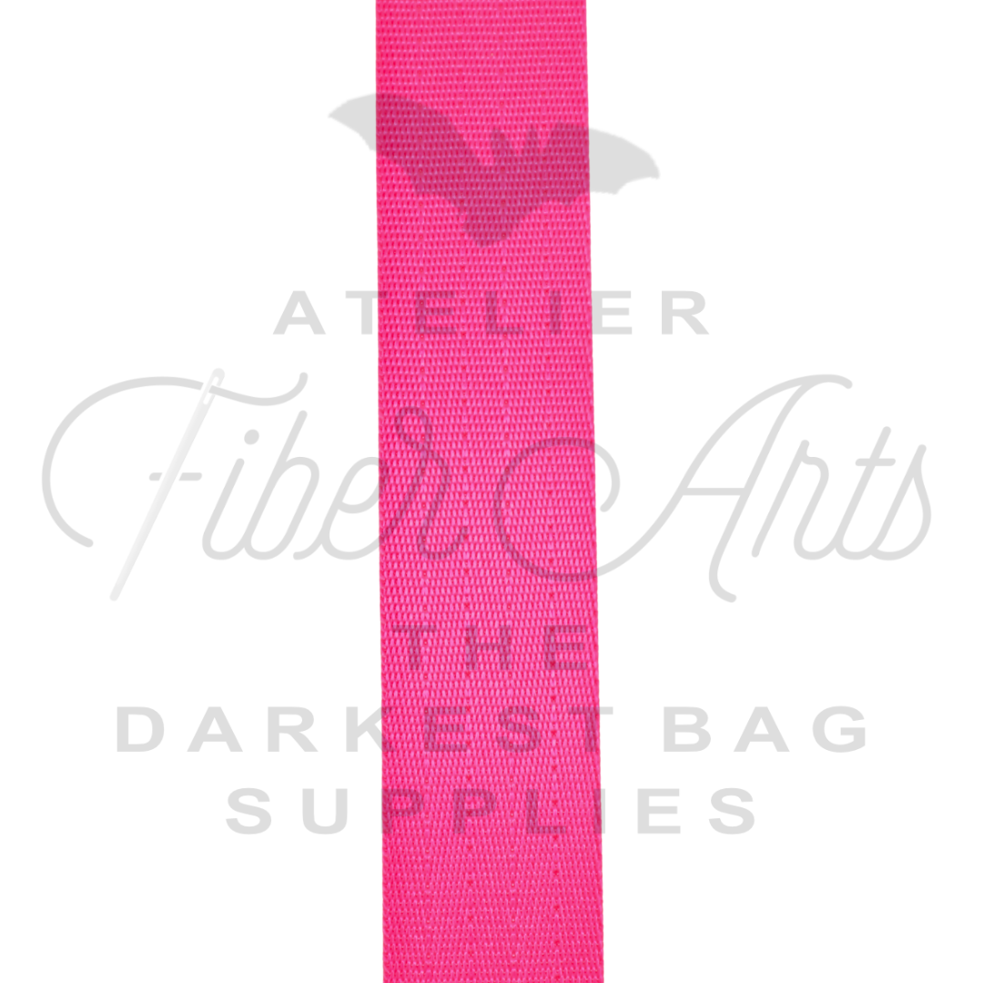 Webbing - Solid Hot Pink - 25mm (1in) sold by the meter at Atelier Fiber Arts