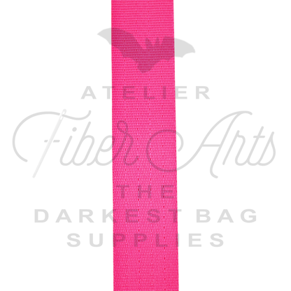 Webbing - Solid Hot Pink - 25mm (1in) sold by the meter at Atelier Fiber Arts
