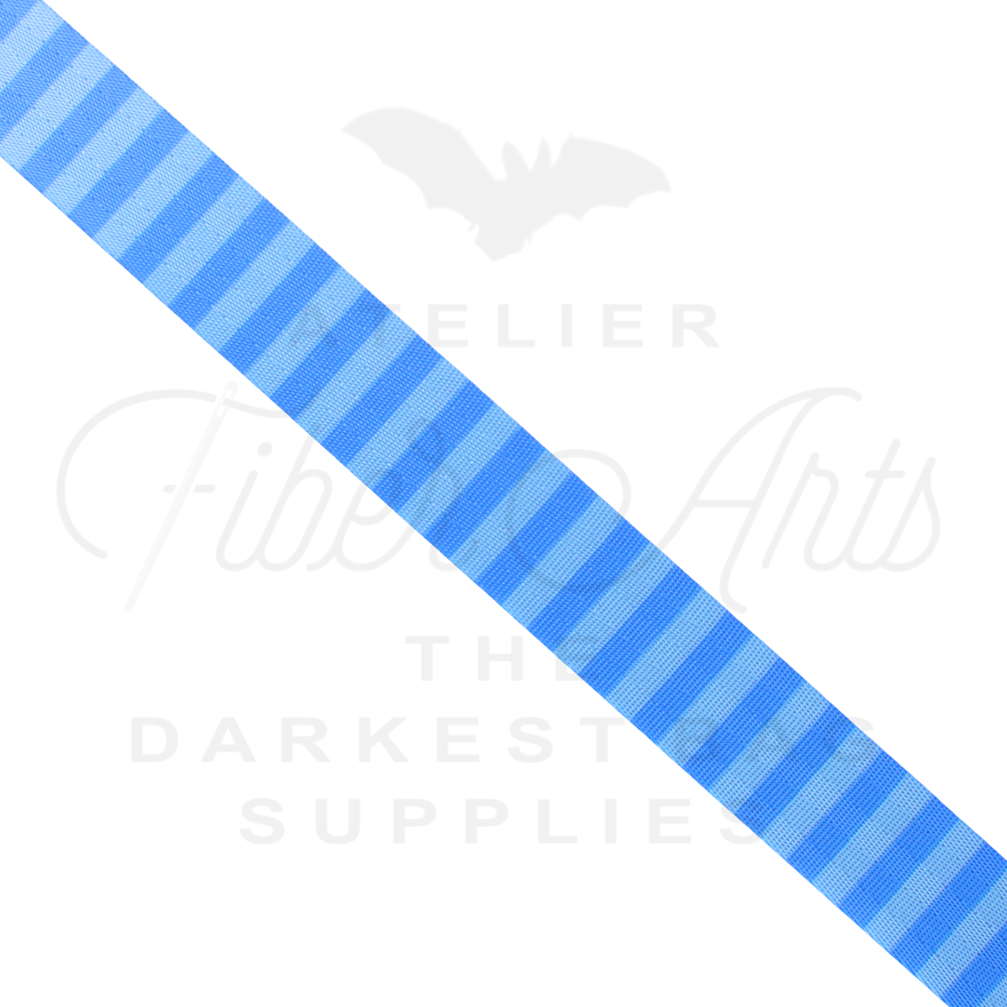 Webbing - Light Blue and Azure Stripes - 25mm (1in) sold by the meter at Atelier Fiber Arts