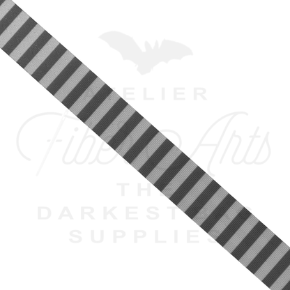 Webbing - Light and Dark Grey Stripes - 25mm (1in) sold by the meter at Atelier Fiber Arts