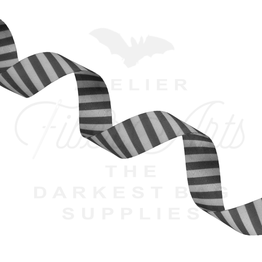 Webbing - Light and Dark Grey Stripes - 25mm (1in) sold by the meter at Atelier Fiber Arts