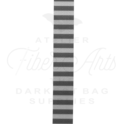 Webbing - Light and Dark Grey Stripes - 25mm (1in) sold by the meter at Atelier Fiber Arts