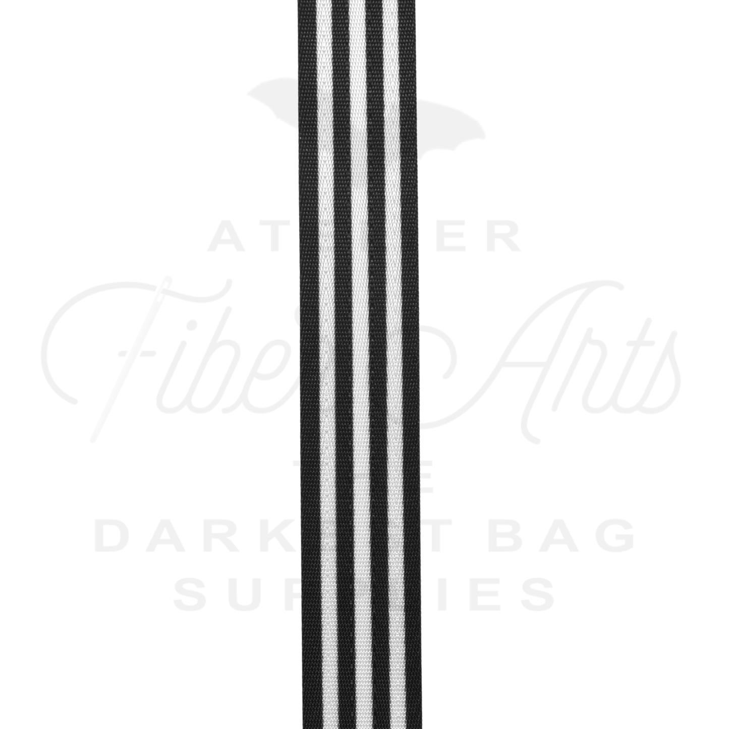 Webbing - Long Black and White Stripes - 25mm (1in) sold by the meter at Atelier Fiber Arts