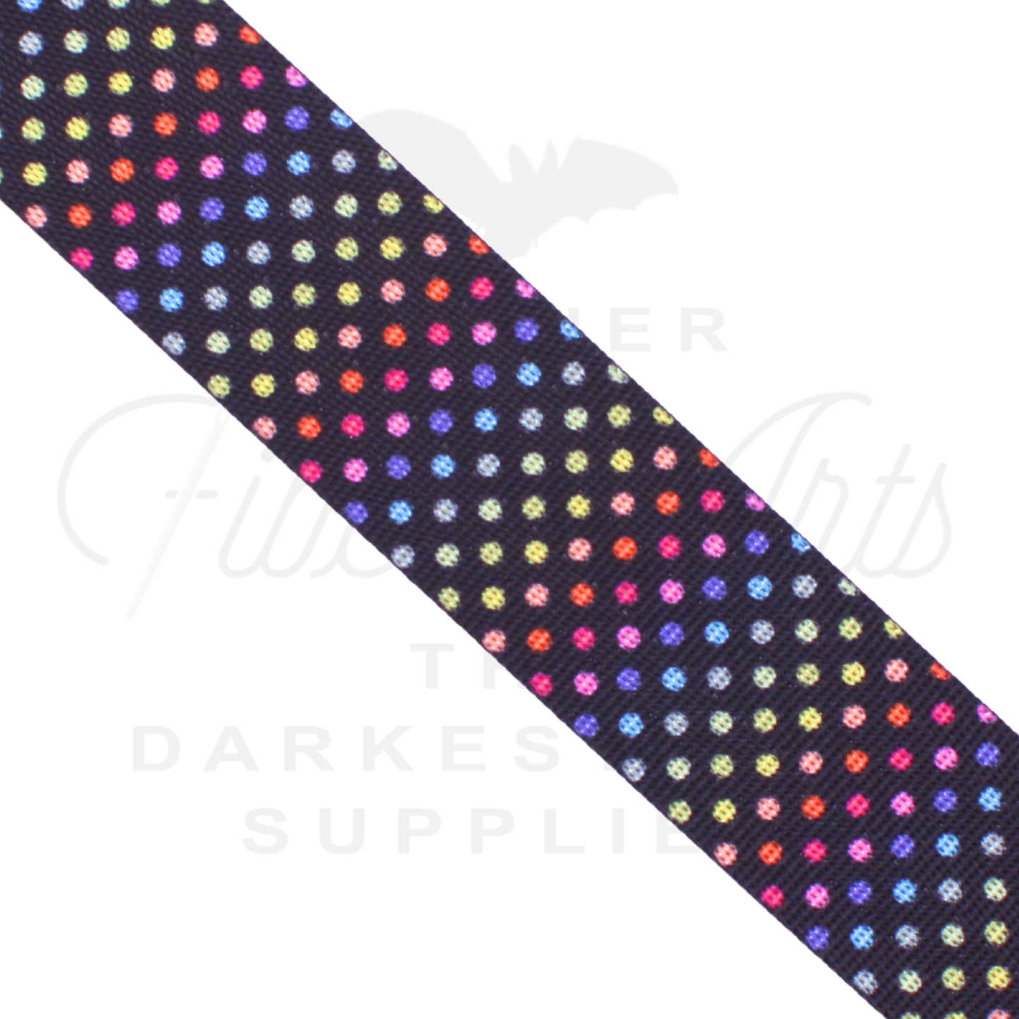 Webbing - Multicolour Dots - 25mm (1in) sold by the meter at Atelier Fiber Arts