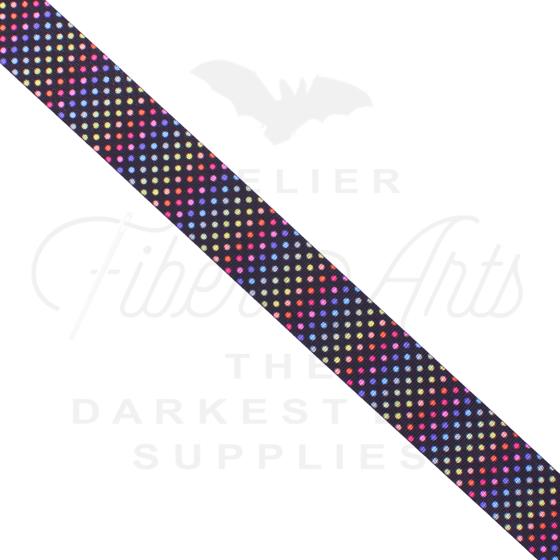 Webbing - Multicolour Dots - 25mm (1in) sold by the meter at Atelier Fiber Arts
