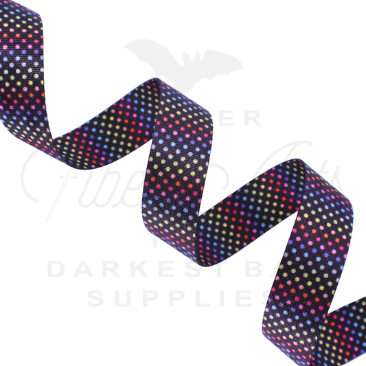 Webbing - Multicolour Dots - 25mm (1in) sold by the meter at Atelier Fiber Arts