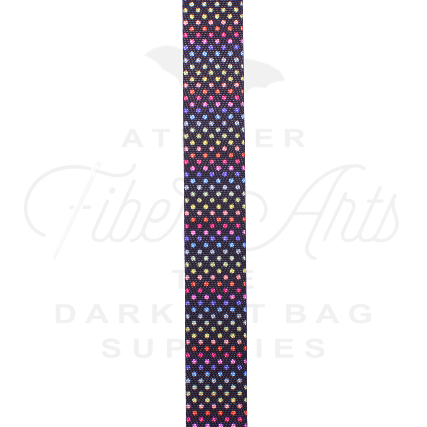 Webbing - Multicolour Dots - 25mm (1in) sold by the meter at Atelier Fiber Arts