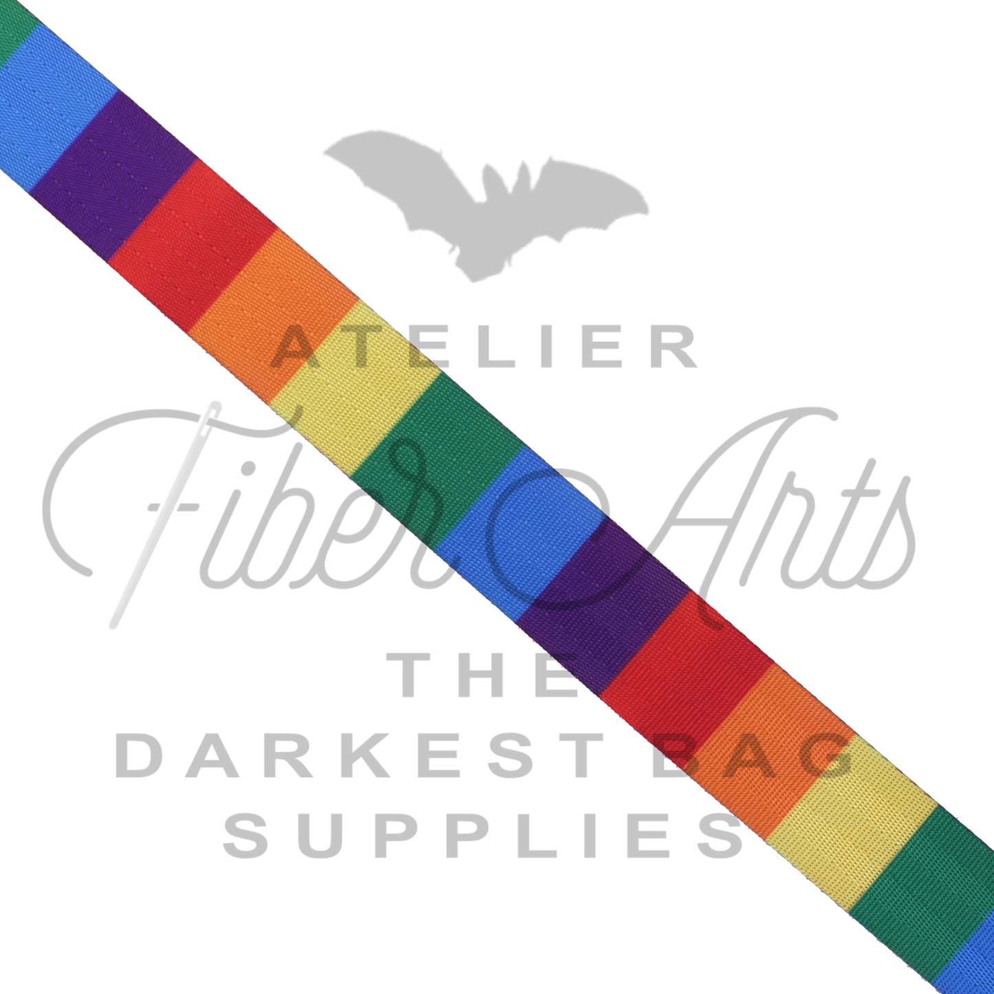Webbing - Rainbow Stripes - 25mm (1in) sold by the meter at Atelier Fiber Arts