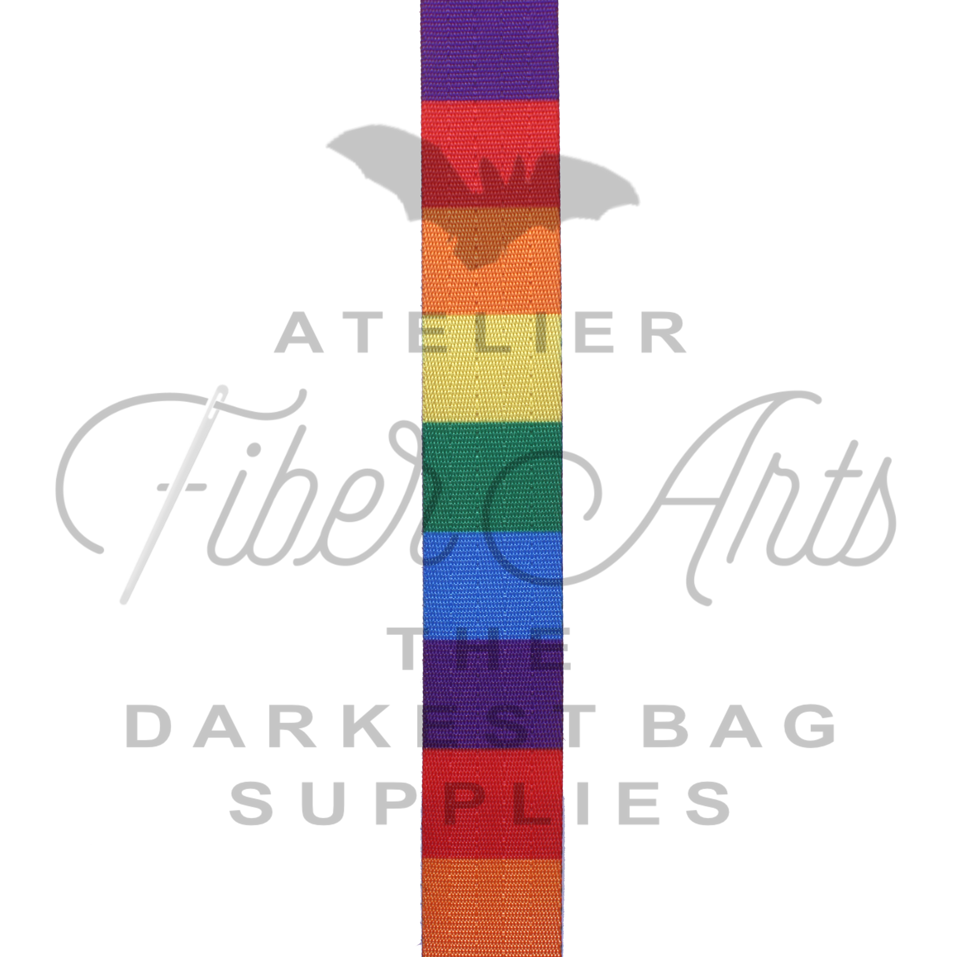 Webbing - Rainbow Stripes - 25mm (1in) sold by the meter at Atelier Fiber Arts