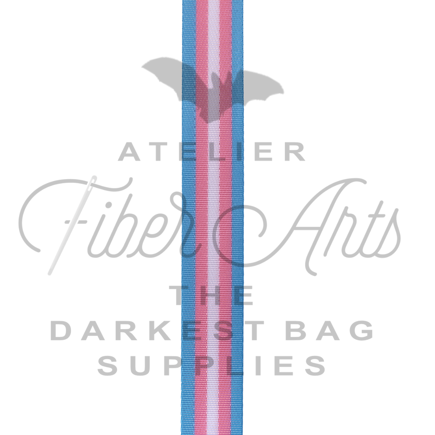 Webbing - Long Trans Pride Stripes - 25mm (1in) sold by the meter at Atelier Fiber Arts