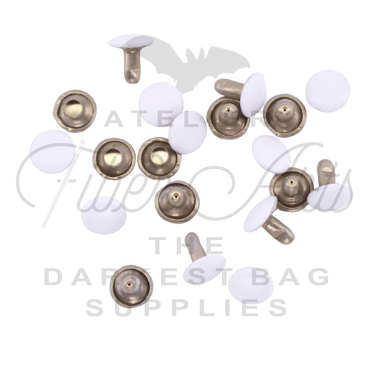 Rivets 8x8 MATTE WHITE - 10 sets at Atelier Fiber Arts