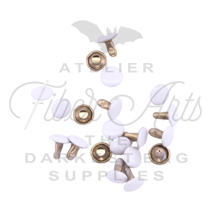 Rivets 8x8 MATTE WHITE - 10 sets at Atelier Fiber Arts