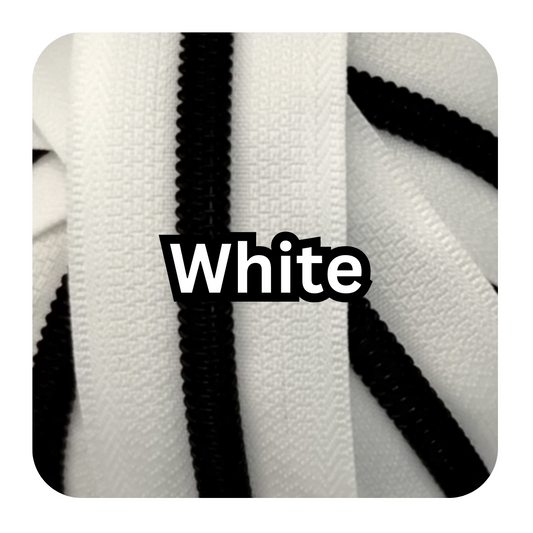 #5 Zipper - White - by the meter Atelier Fiber Arts