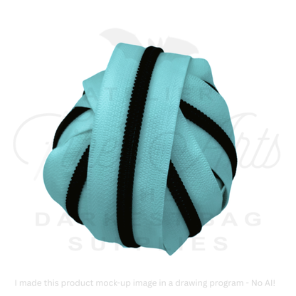 #5 Zipper - Solid Turquoise Matte Black Teeth at Atelier Fiber Arts