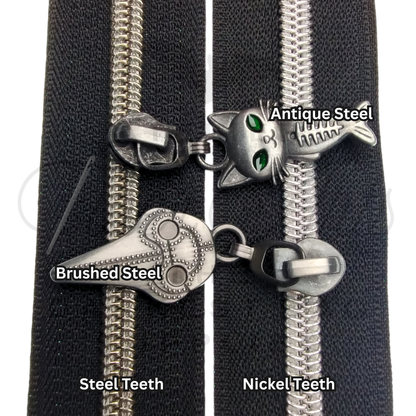 #5 Zipper - Black - Steel Teeth at Atelier Fiber Arts
