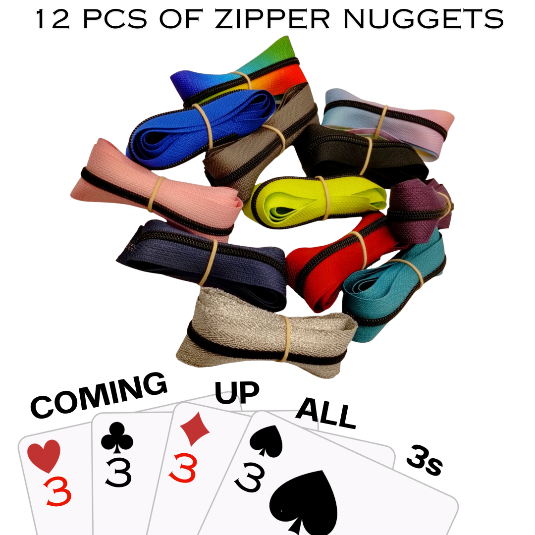 Zipper Nuggets Coming Up All 3's - 12 pcs Atelier Fiber Arts