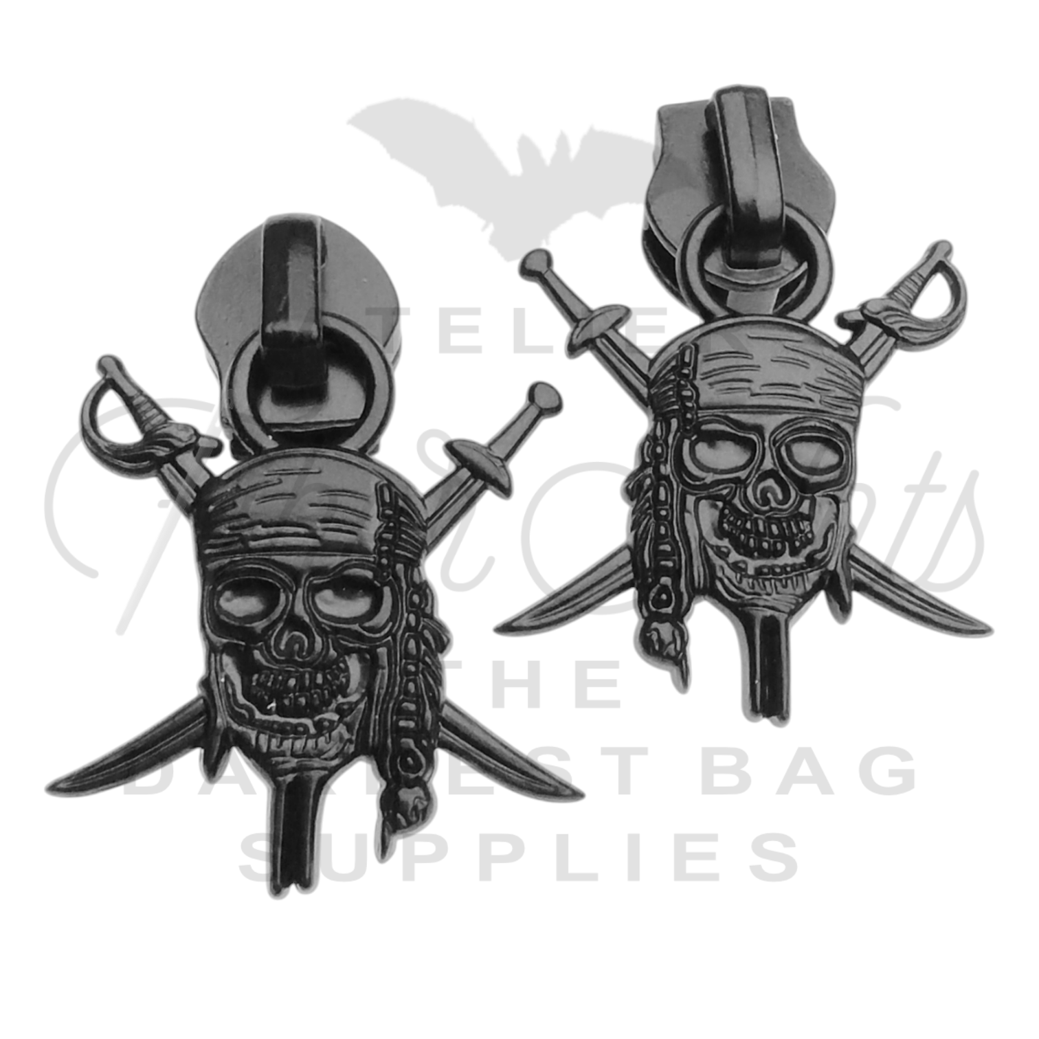 #5 Jolly Roger Zipper Pulls in Matte Black at Atelier Fiber Arts