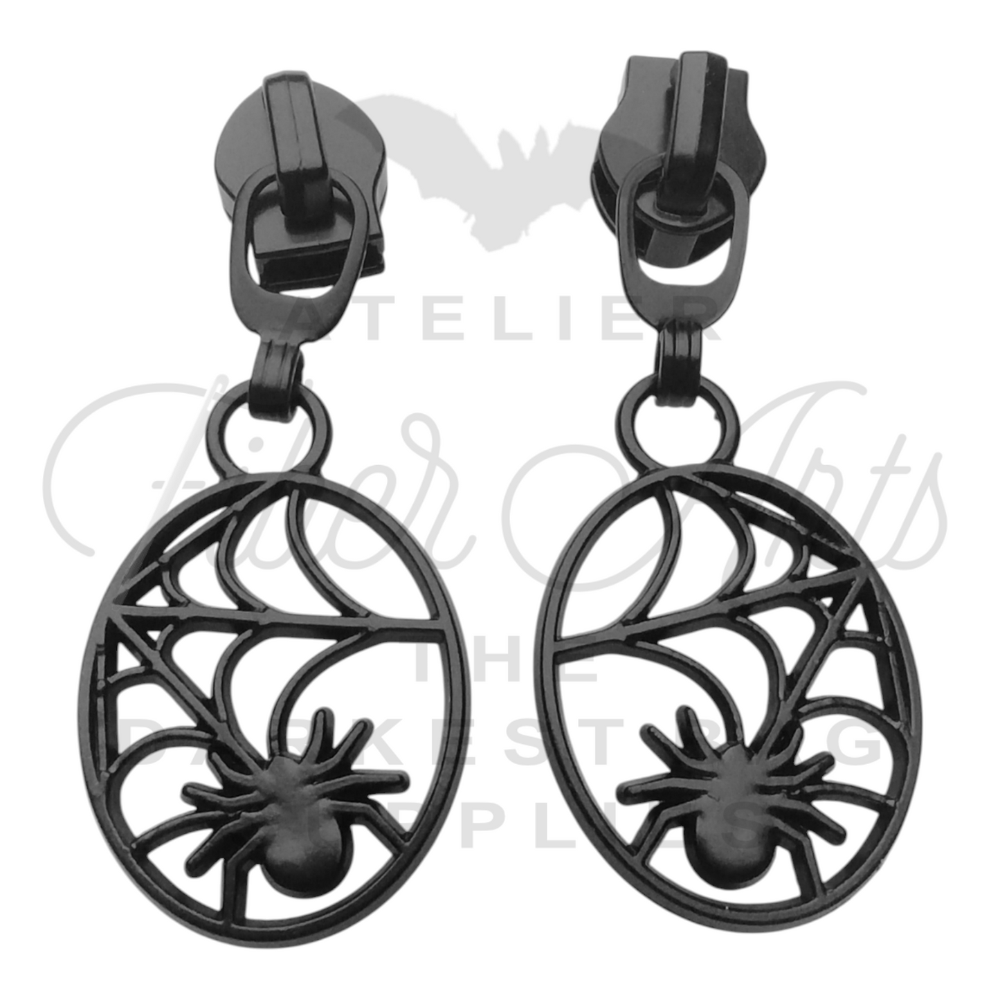 #5 Spider Web Zipper Pulls in Matte Black at Atelier Fiber Arts