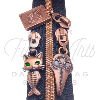 #5 Zipper - Black - Copper Teeth at Atelier Fiber Arts