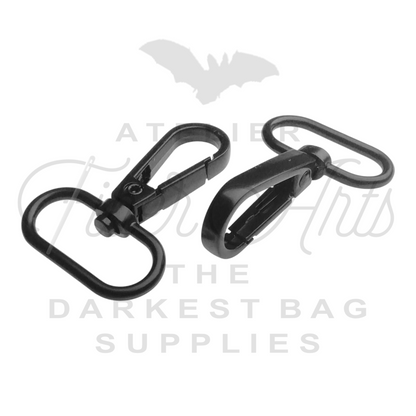 Swivel Hooks - Oval Bottom - 25mm (1in) - Matte Black - 2 pcs at Atelier Fiber Arts
