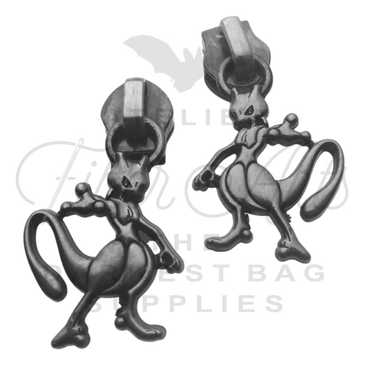 #5 M2Psychic Zipper Pulls in Antique Steel at Atelier Fiber Arts