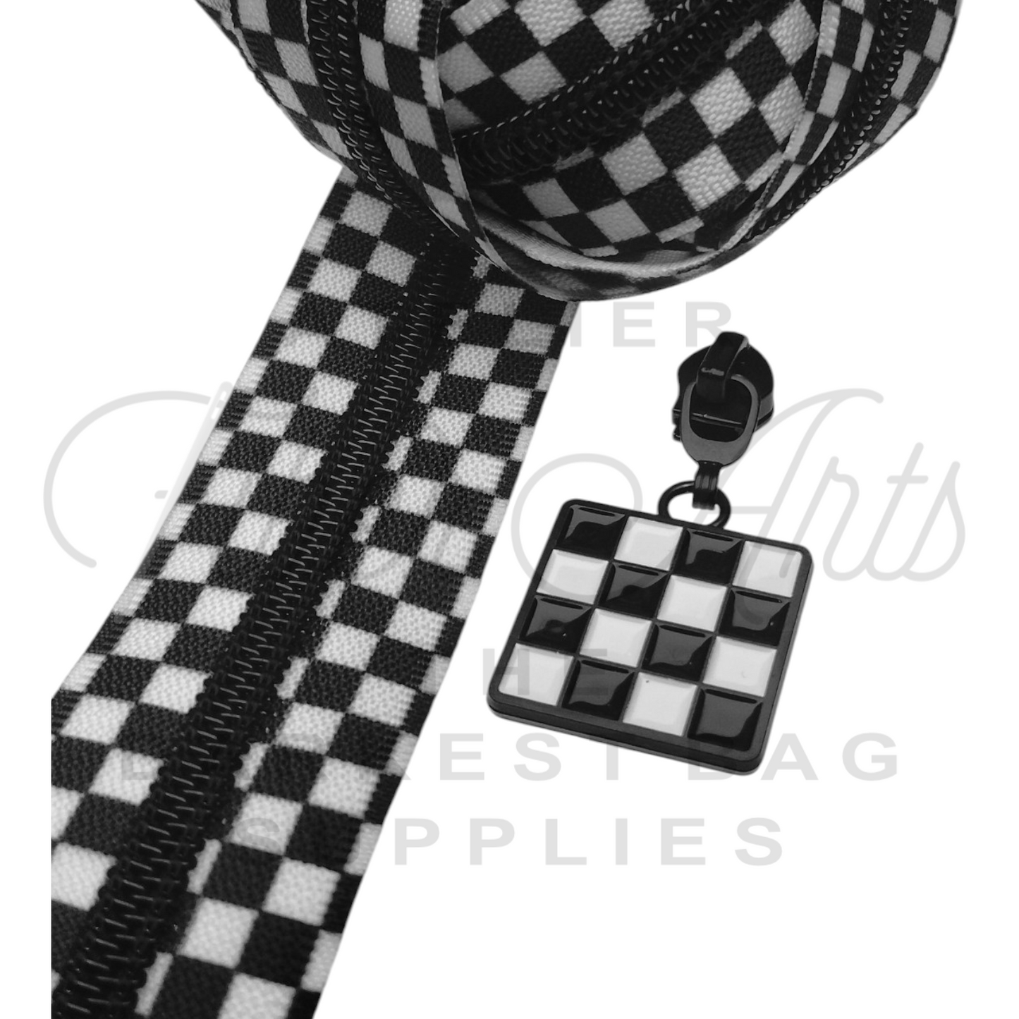 #5 Zipper -Checkerboard - Black Teeth at Atelier Fiber Arts