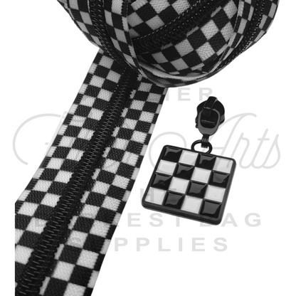 #5 Zipper -Checkerboard - Black Teeth at Atelier Fiber Arts