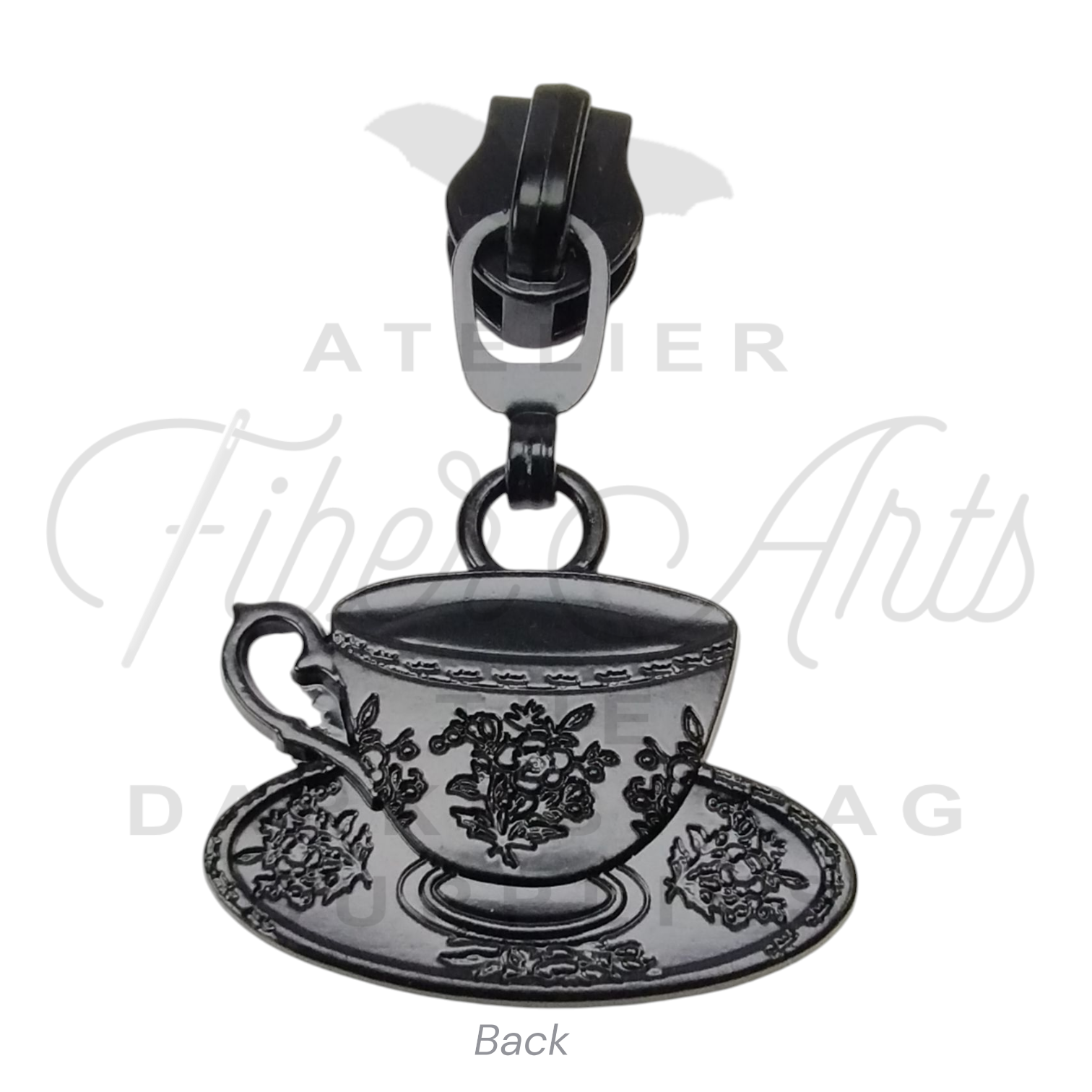 #5 Tea'd Off Zipper Pulls in Matte Black at Atelier Fiber Arts