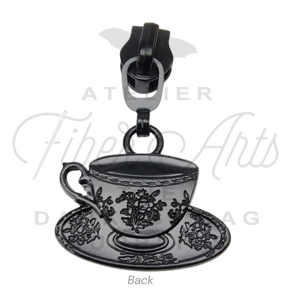 #5 Tea'd Off Zipper Pulls in Matte Black at Atelier Fiber Arts