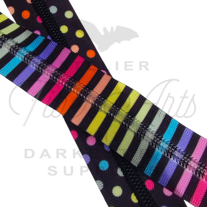 #5 Zipper - Multicolour Dots - BLK Teeth at Atelier Fiber Arts