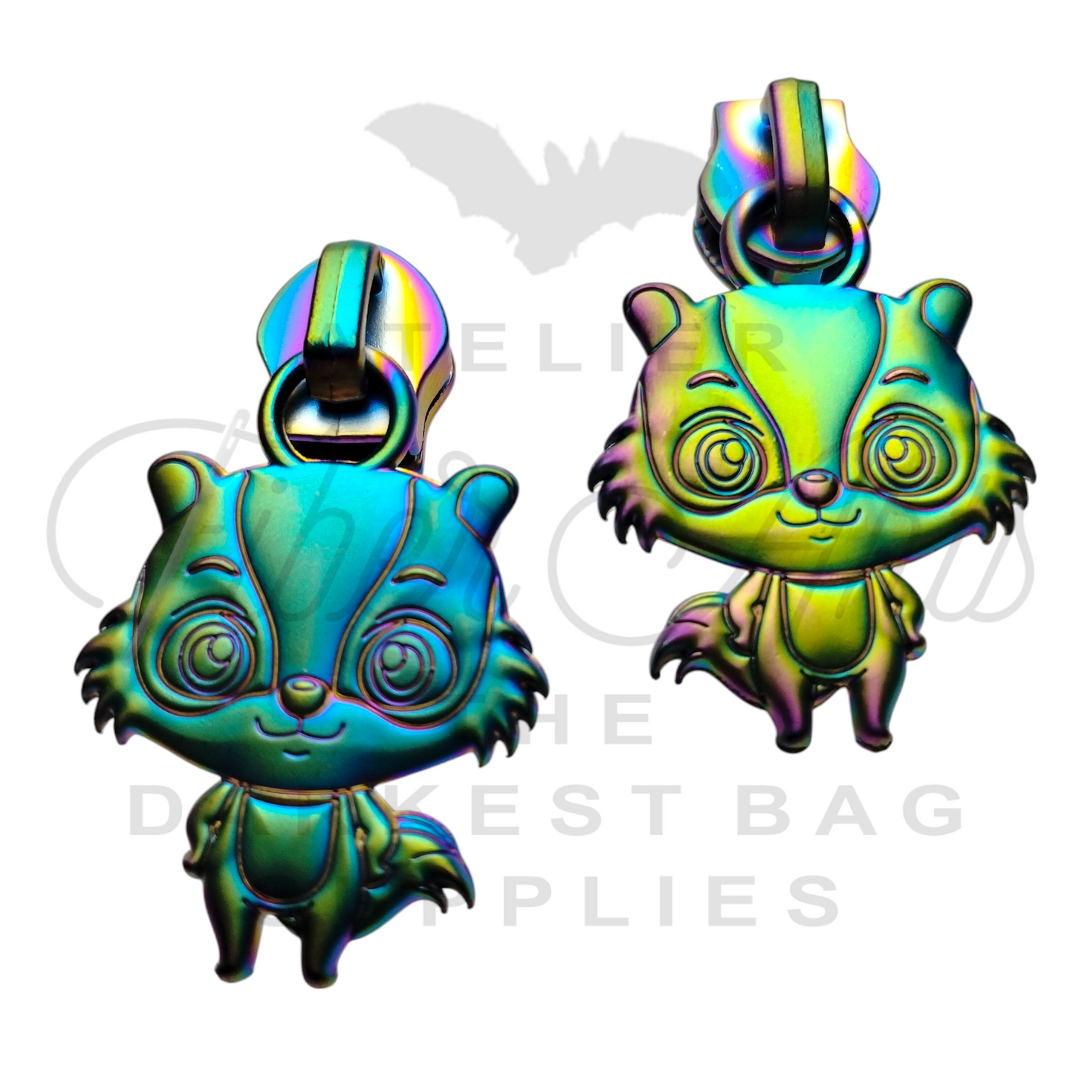 #5 Baby Badger Zipper Pulls in Matte Rainbow at Atelier Fiber Arts