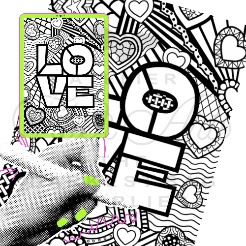 Colouring Page - LOVE at Atelier Fiber Arts