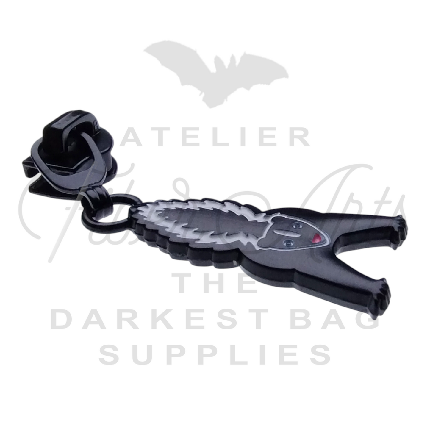 #5 Stinker Zipper Pulls in Matte Black and Enamel at Atelier Fiber Arts