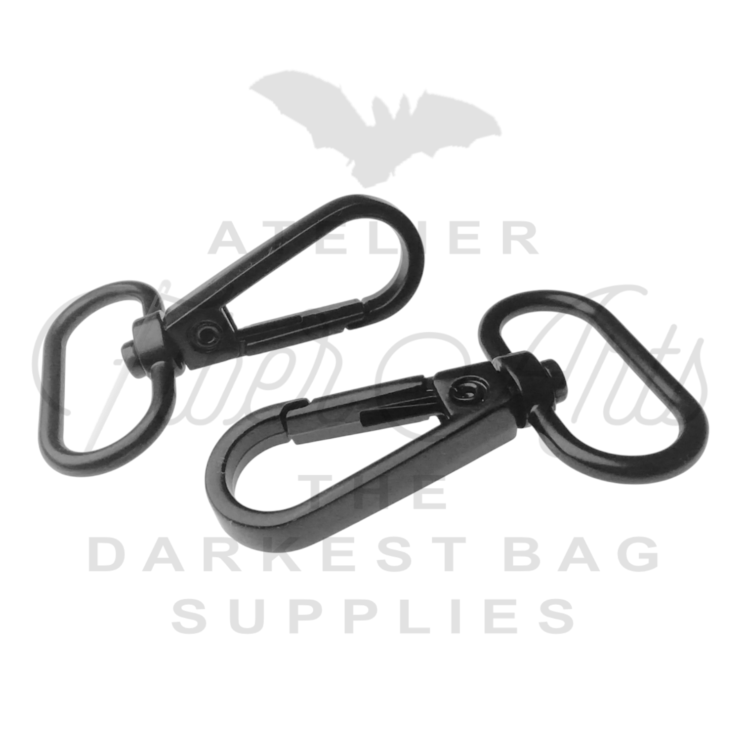 Swivel Hooks - Oval Bottom - 25mm (1in) - Matte Black - 2 pcs at Atelier Fiber Arts