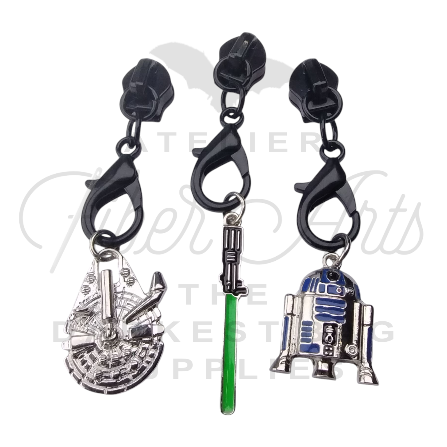 #5 Lobster Clasp 7mm Zipper Pulls in Matte Black at Atelier Fiber Arts