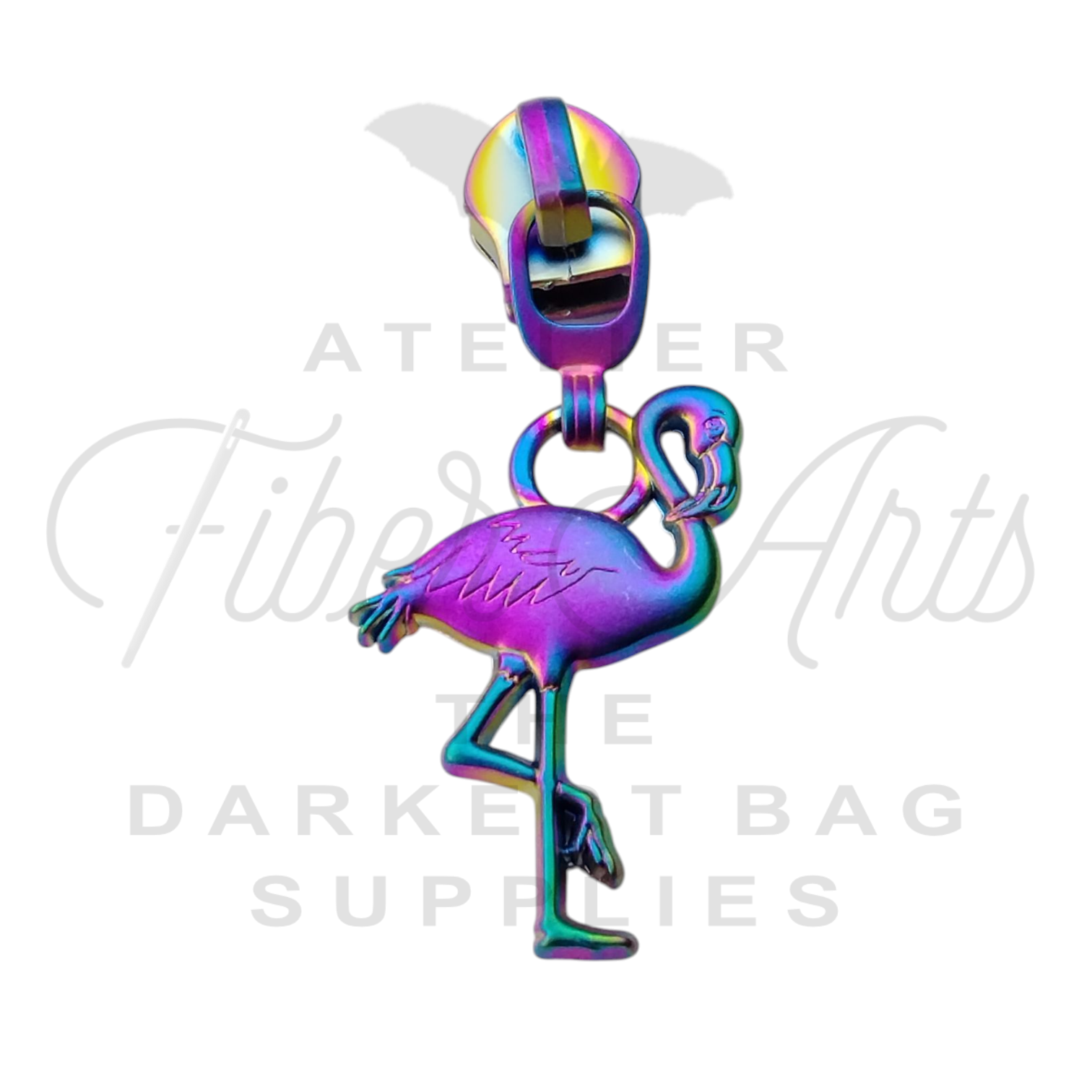 #5 Flamingo Zipper Pulls in Matte Rainbow at Atelier Fiber Arts