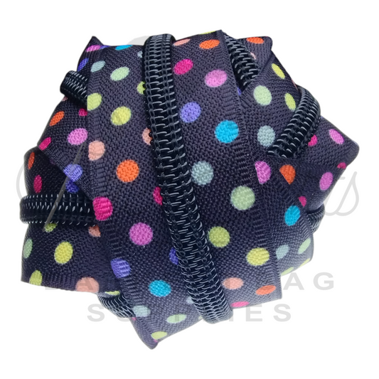 #5 Zipper - Multicolour Dots - BLK Teeth at Atelier Fiber Arts