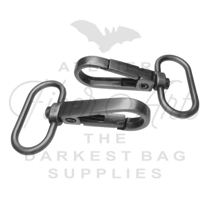 Swivel Hooks - Oval Bottom - 25mm (1in) - Antique Steel - 2 pcs at Atelier Fiber Arts