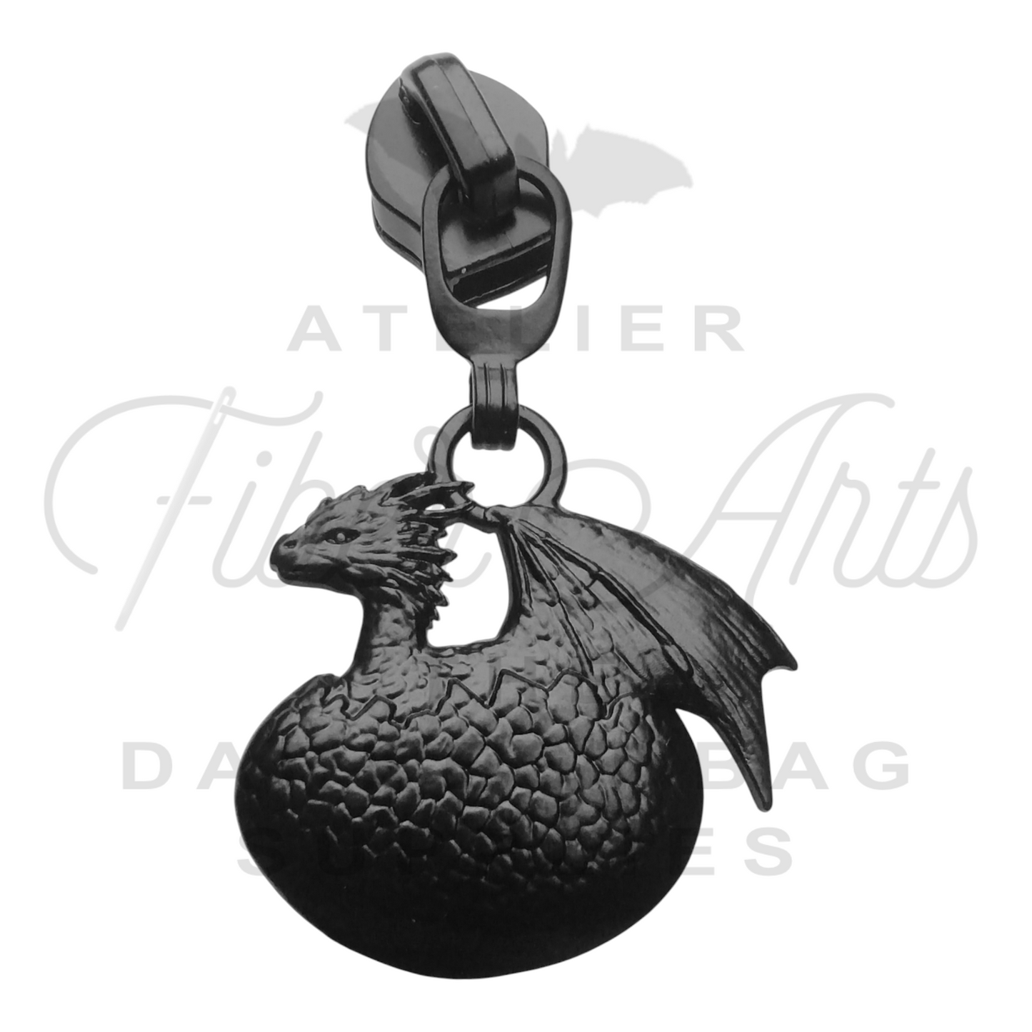 #5 Baby Dragon Zipper Pulls in Matte Black at Atelier Fiber Arts