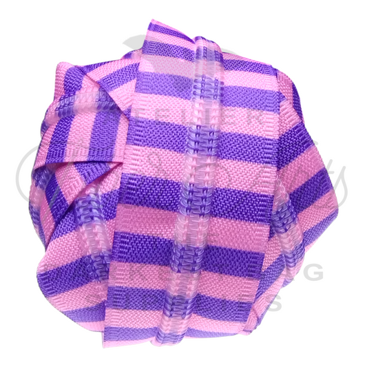 #5 Zipper - Pink Purple Stripes - DTM Teeth at Atelier Fiber Arts