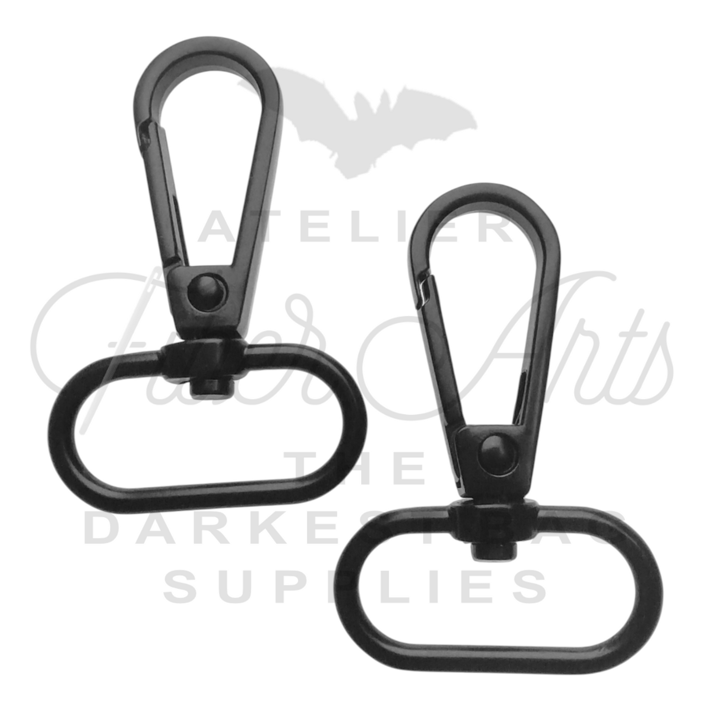 Swivel Hooks - Oval Bottom - 25mm (1in) - Matte Black - 2 pcs at Atelier Fiber Arts