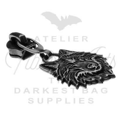 #5 Wolf Zipper Pulls in Antique Steel at Atelier Fiber Arts