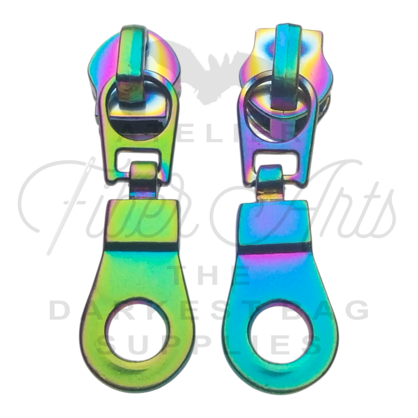#5 Donut Zipper Pulls in Matte Rainbow at Atelier Fiber Arts
