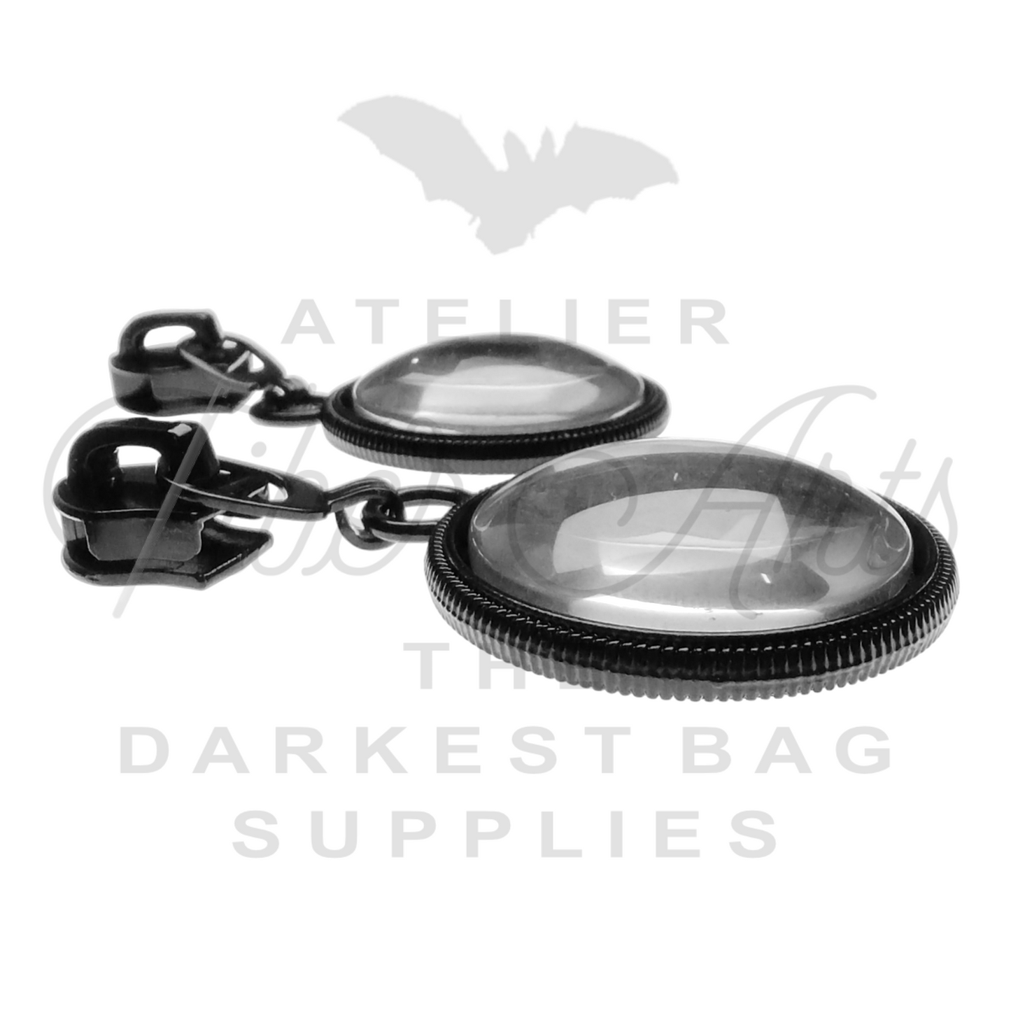 #5 Collabochons Zipper Pulls in Matte Black at Atelier Fiber Arts