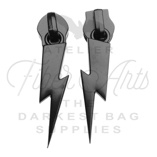 #5 Lightning Bolt Zipper Pulls in Matte Black at Atelier Fiber Arts