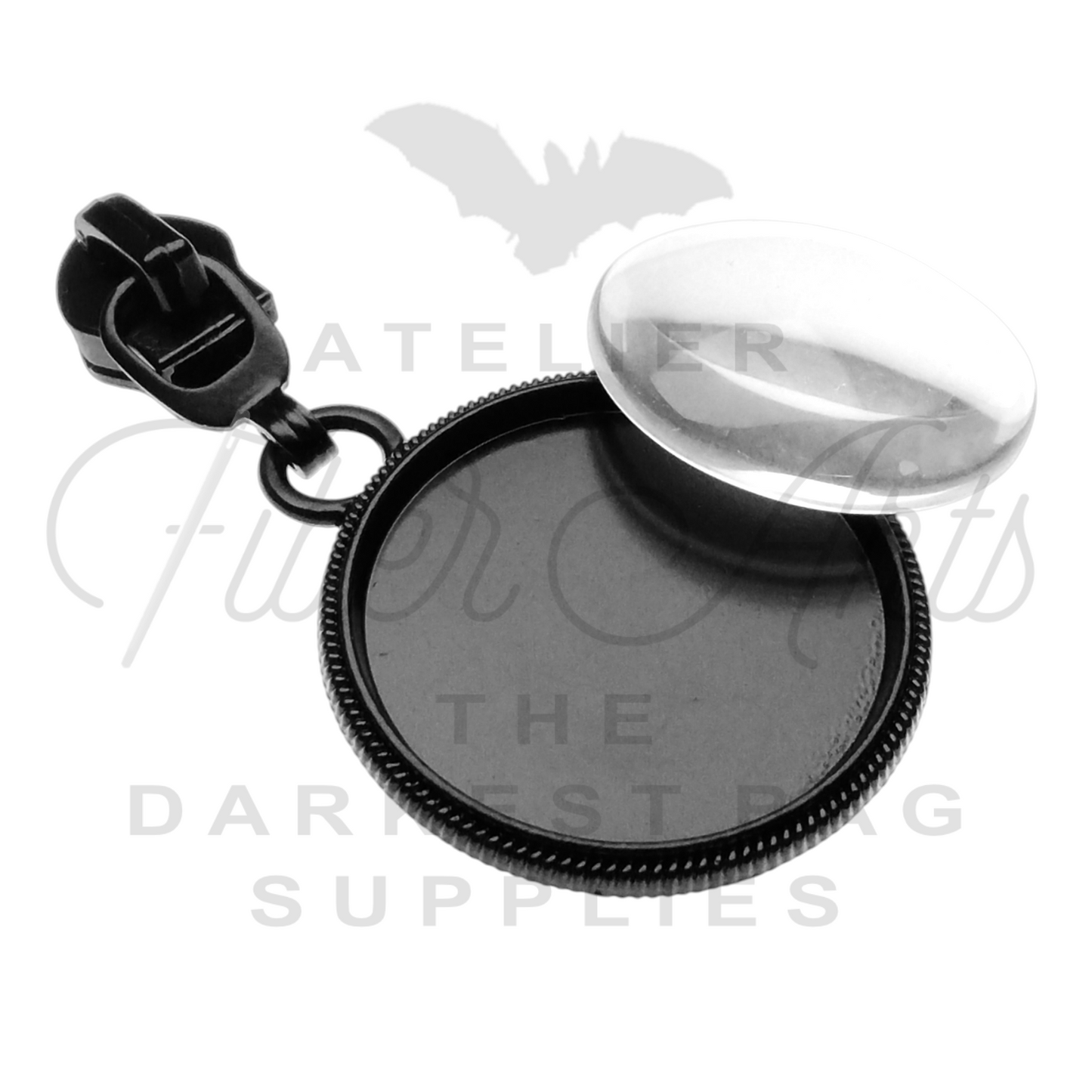 #5 Collabochons Zipper Pulls in Matte Black at Atelier Fiber Arts