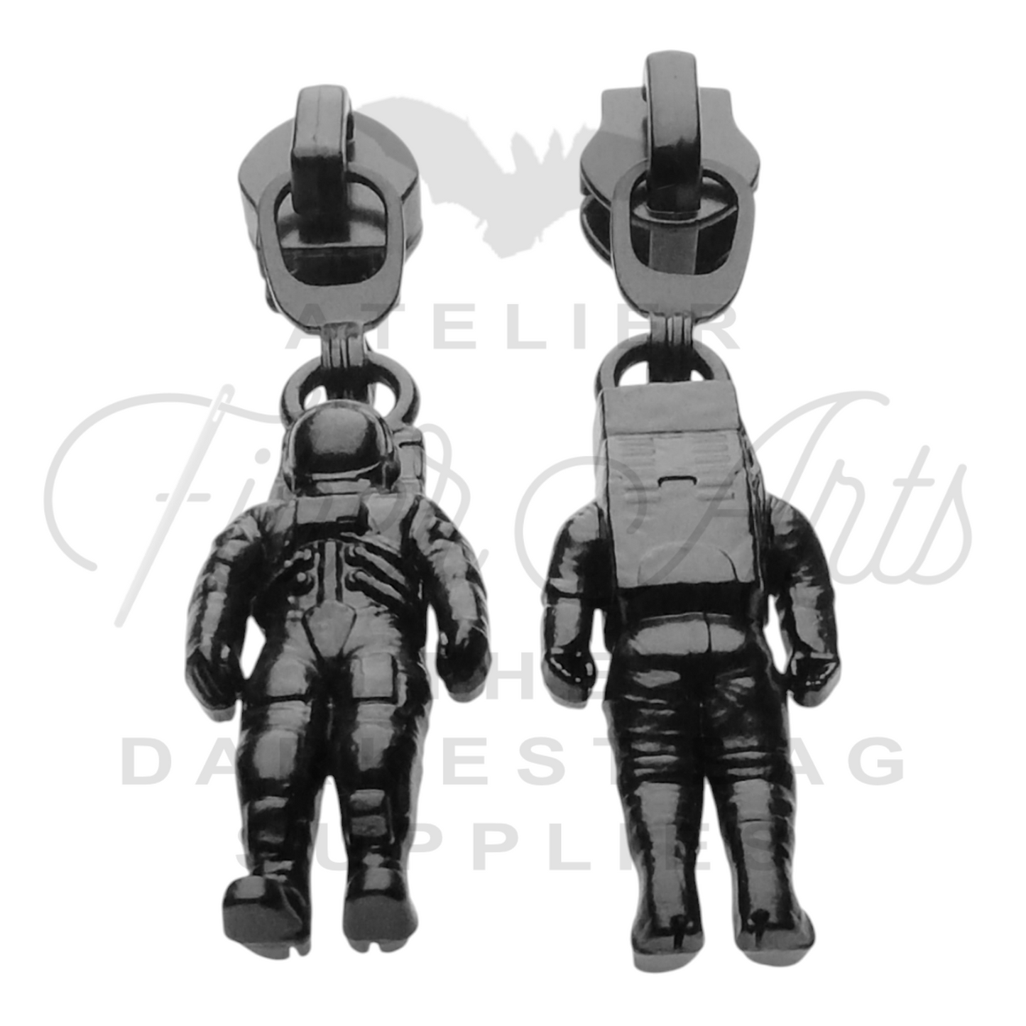 #5 Astronaut Zipper Pulls in Matte Black at Atelier Fiber Arts