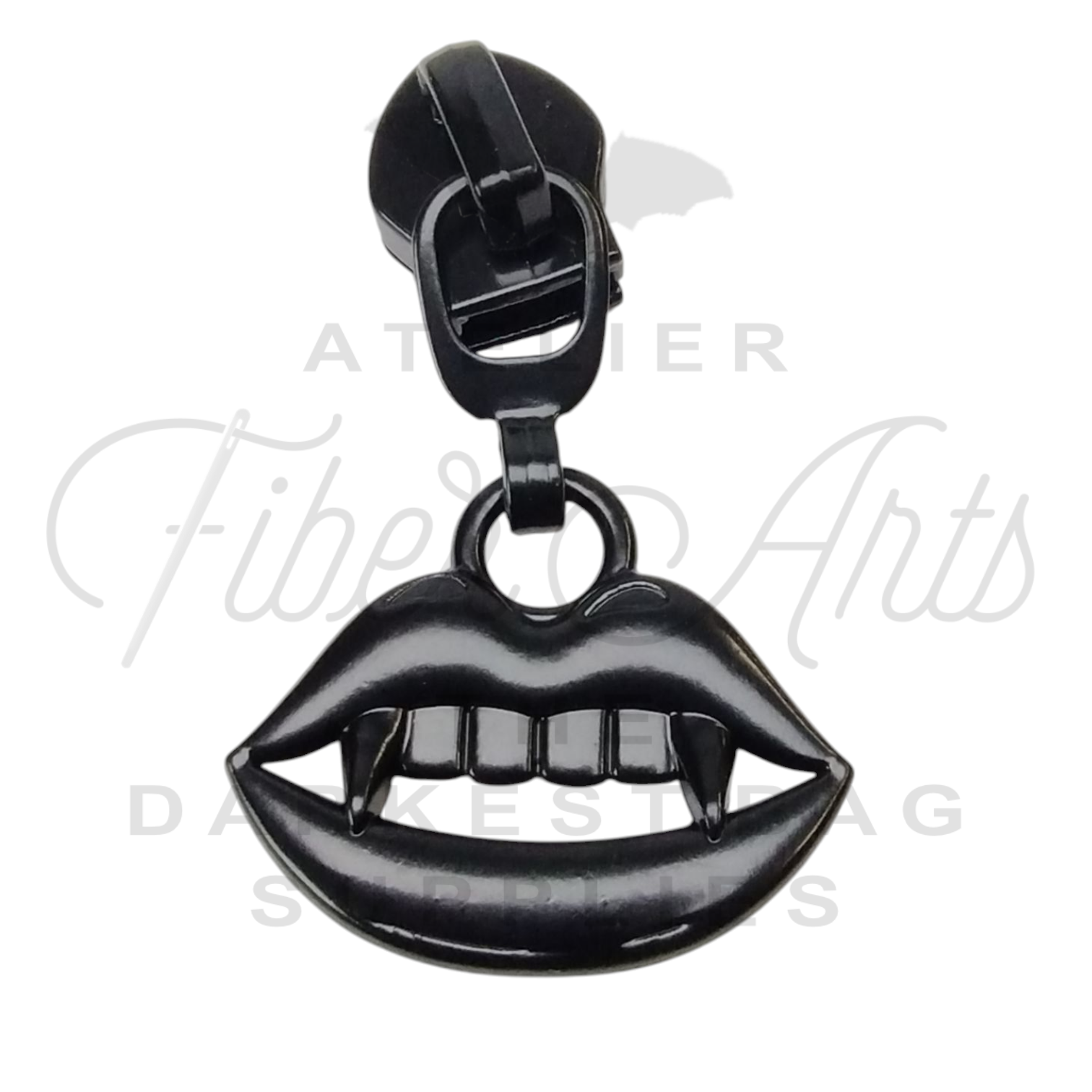 #5 Bite Me Zipper Pulls in Matte Black at Atelier Fiber Arts